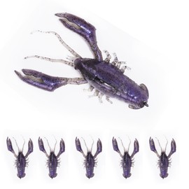 Crawfish Lures for Bass Fishing, Pre-Rigged Soft Fishing Lures, Amazing Bass Fishing Gifts for Men, 3inch, 5/8oz, 5Pcs-Pearl Blue