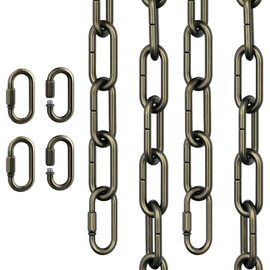 garini 6 Feet Industrial Bronze Light Fixture Chain, Adjustable Metal Pendant Chandelier Chain Extension with Detachable Link, 2 Pack