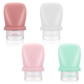 KFHENSOMR 1 oz Travel Bottles, Silicone Squeeze Bottle Leak Proof Mini Size Condiment Container, Reusable Refillable Bottles for Toiletries & Kitchen (4 Pack,4 Assorted Colors)