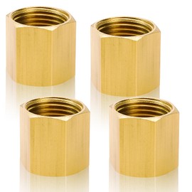 4 pieces brass sleeve, G1/2 inch female thread connector, 1/2 inch compressed air sleeve, DN15 double sleeve connection nipple, thread brass hexagonal coupling connector, for water, air, oil