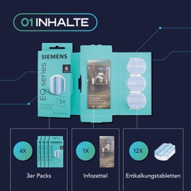 MEISTERZWECK4U - Siemens TZ80002 descaling tablets 4 x 3 pieces - for all EQ & supresso fully automatic coffee machines - cleaning, descaling of coffee machines - removes limescale deposits, corrosion