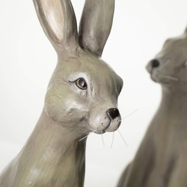 Sullivans Easter Bunny Rabbit Set of 2, 12.75" Sitting Grey Resin Easter Bunnies, Spring Decorations, Rabbits Décor, Tabletop Coffee Table Decorations, Office, Living Room Décor