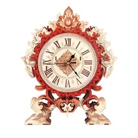 Lilcubics 3D Wooden Puzzles for Adults Model Kit Flame Flower Clock, Mechanical Model Building Kit DIY Hobbies for Women Men, Vintage Wall Clock Puzzle Birthday Gift for Adults Craft Gift Home Decor
