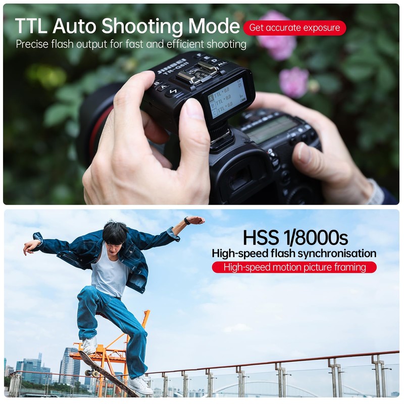 JINBEI TR-Q6II TTL Wireless Flash Trigger Transmitter, 2.4G 1/8000s HSS