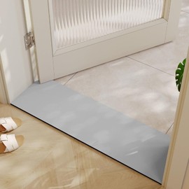Tapete de baño cortable, ultra estrecho para puerta de entrada larga, tapete de piedra umbral que absorbe el agua para baño (gris claro, 31 x 12 pulgadas)