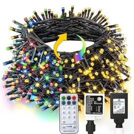 Dazzle Bright 100FT 300 LED Color Changing Christmas Lights, 2 in 1 Warm White & Multi Waterproof Christmas String Lights with Remote 11 Functions Christmas Decorations for Indoor Outdoor