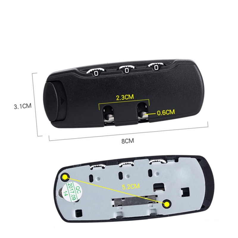 KONTONTY Secure Suitcase Lock 3-dial Password Luggage Locks Door Security