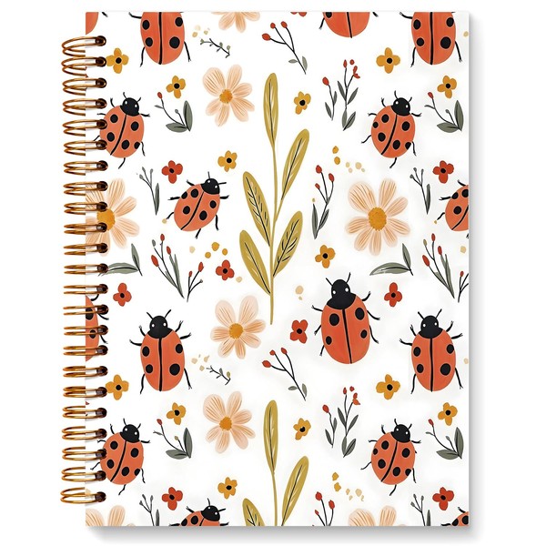 JXREQ Cute Ladybug Floral Notebook Insects Botanical Journal Gifts for
