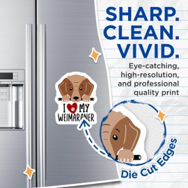 (2 Pack) I Love My Weimaraner Magnets - Dog Lovers Car Magnet - Cute Dog Paw Magnet for Fridge or Locker - 5" On Longest Side - for Cars, Fridges, Toolboxes - Made in USA - MAG4297