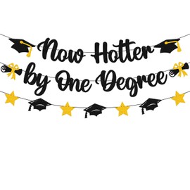 Now Hotter by One Degree Banner Class of 2025 Graduation Decoration Congrats Bachelor Master Doctor Grad Backdrop High School College Senior Grad Party Decor