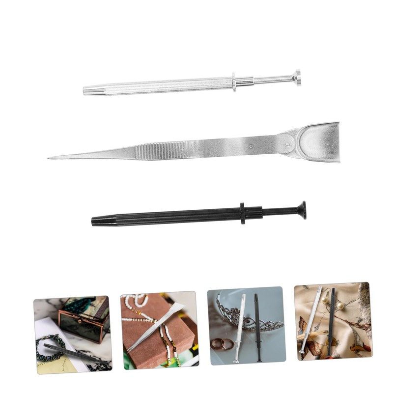 STOBOK Long Tweezer Jewelry Craft Tool Set Stainless Steel Nonslip