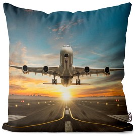 VOID Plane Start Take Off Cushion Cover Sofa Cushion Decorative Outdoor Cushion Size: 80 x 80 cm
