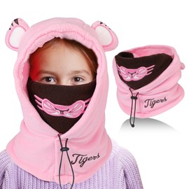 TAGVO Winter Hat Beanie Hat Scarf Set for Children, Winter Warm Soft Slip-On Hat, Warm Hat and Scarf Set for Boys Girls 3-10 Years, Scarf Hat Cute Beanie Cap with Fleece Lining, Pink 02