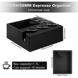 PUSEE Espresso Knock Box and Tamp Station,9 in 1 Espresso Organizer Box Fit 51,54,58MM Espresso Tamper,Distributor,Portafilter & Puck Screen Accessories,Detachable Knock Box for Barista Accessories