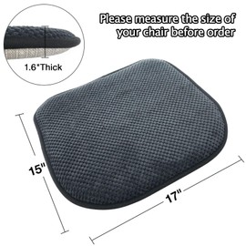 PAGGED Grey Foam Seat Cushions Kitchen Chairs Pads for Dining Chairs 2 Pack Non Slip Patio Seat Cushions Washable U Shaped Soft Thick Large Metal Wooden Chair Cushions,17" x 15"