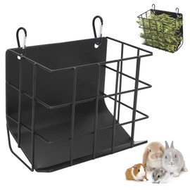 Rabbit Hay Feeder Guinea Pig Hay Feeder with Heavy-Duty Metal Frame Rabbit Hay Holder, Bunny Hay Feeder Guinea Pig Hay Holder,for Rabbits Guinea Pigs Bunny Chinchillas and Small Animals (Black)