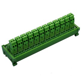 Electronics-Salon DIN Rail Mount Pluggable 12x2 Position 10A / 300V Screw Terminal Block Distribution Module. (Side Wire Connects)