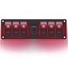 Stark Industries - 6-Gang Rocker Switch Aluminum Panel with Voltmeter-