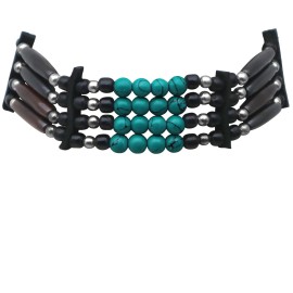outROAR Gear NEW Native American Style Choker Necklace Indian Style Bone Jewelry Teal Center