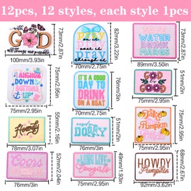 12pcs God Themed Embroidered Christian Iron On Patches Christian Faith Religious Flowers Phrase Sewing Repair Accessories for DIY Clothes T-Shirt Hat Backpack Jeans Jackets Crafts