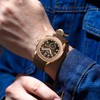 NIBOSI Men's Analog Watch, Brown Silicone Strap, Date Display