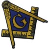 Masonic Logo Embroidered Iron On / Sew On Patch, Yellow