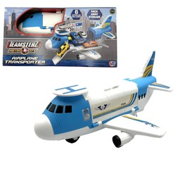Teamsterz Metro City Aeroplane Transporter | Transport Cargo Airplane Car Toy Play Set | 16 Accessories Included Toy Cars, Toy Helicopter | Cars Storage And Ramp | 3+