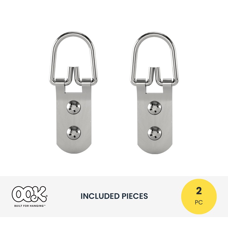 OOK 50207 20-Pound Steel D-Ring Hangers, 2-Pack