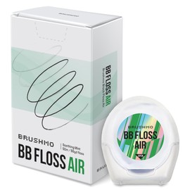 Brushmo Black Floss Air (BB Floss Air) - Ultra Soft & Thin Expanding Gum-Friendly Soothing Mint Dental Floss, Natural Wax Helps Remove Plaque from Teeth, US-Dentist Designed PTFE & PFAS Free, 55 yd
