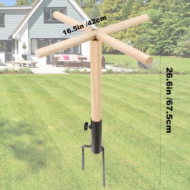 Chicken Perch Toys for Coop, Chick Perch Stand Wooden with Metal Ground Plug, Reusable Chicken Roosting Bar Ladder Backyard Playground Toys Suitable for Poultry Rooster Chicks Bird Parrot