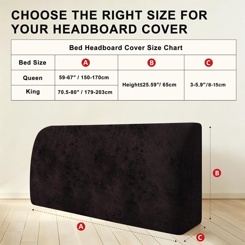 Leather Look Bed Headboard Cover, Stretch Soft Bed Headboard Slipcover