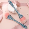 XEAOHESY 1pc Blue White Mineral Powder Brush Inlay Blue Pink