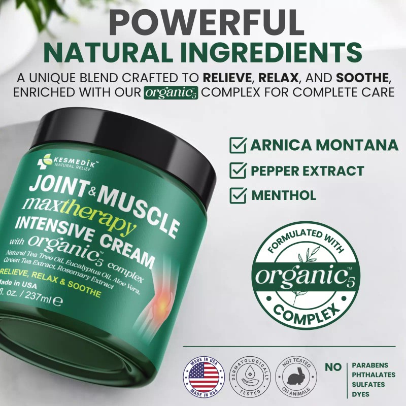 Kesmedik Joint & Muscle Cream, Organic-5 Complex, Soothes & Hydrates,