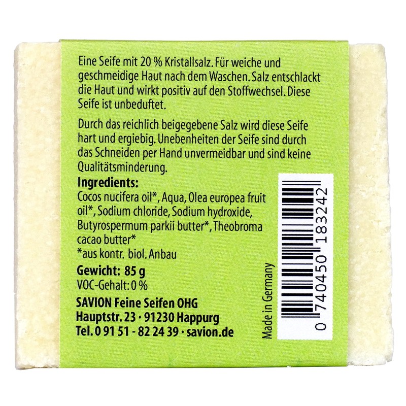 Savion Sole Body Soap with 13% Crystal Salt Vegan Palm