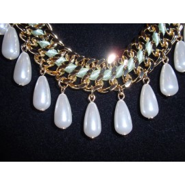 Park Lane Jewelry, "MORNING MIST" Necklace & Earring, Pearls & Gold Chain NEW!!!
