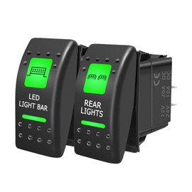 FXC LED Light Bar + Rear Lights Waterproof Rocker Switch On/Off 5 PIN SPST Switches w/Green Backlit 12V 24V Toggle Switches Compatible for Polaris RZR Can-Am ATV UTV Car Truck Rv