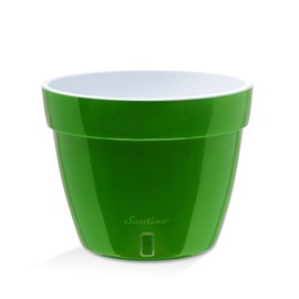 Santino AST 7.9 Inch Self Watering Planter Green-Gold/White Set of 3 for Indoor Plants - Premium Quality Plastic Pot with Water Level Indicator for All House Herbs, African Violets and Dahlias