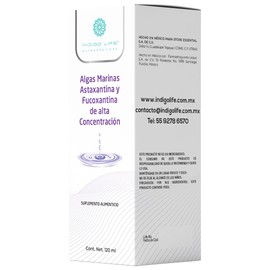 ESSENTIAL NUTRITION ENG - Algas Marinas Astaxantina y Fucoxantina de Alta Concentracion 120 ml Indigo Life Nutráceuticos
