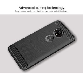 SCL [Black] Case for Moto G7 Play, Carbon Fibre Effect Gel Grip Protection Cover [Anti Scratch][Anti Collision] Compatible with The Moto G7 Play