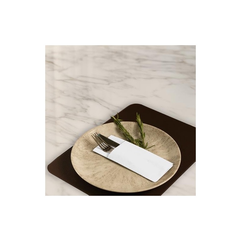 Airlaid 50 White Cutlery Napkins, Cutlery Pockets with Napkin 32cm