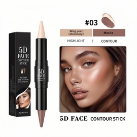 MAEPEOR 2-in-1 Contour Highlighter Stick Non-greasy and Non-drying Contour Pen Long Lasting Waterproof Face Brighten Contouring Makeup Pen (03 Wing Pearl & Mocha)
