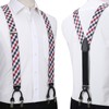 HISDERN Check Stripe 6 Clips Suspenders & Bow Tie and