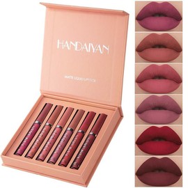 HANDAIYAN 6Pcs Matte Liquid Lipstick Set - Long Lasting & High Pigmented | Nude Lip Stain Makeup Kit - Waterproof, Non-Stick Cup Transfer | Perfect Makeup Gift for Women Gloss Lipgloss:_A-6Pcs