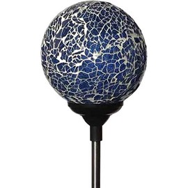 Solar Blue Mosaic Glass Ball Light (Ocean Blue Color), Garden Decor Stake Multi-Color Color Change Yard LED Lamp Light