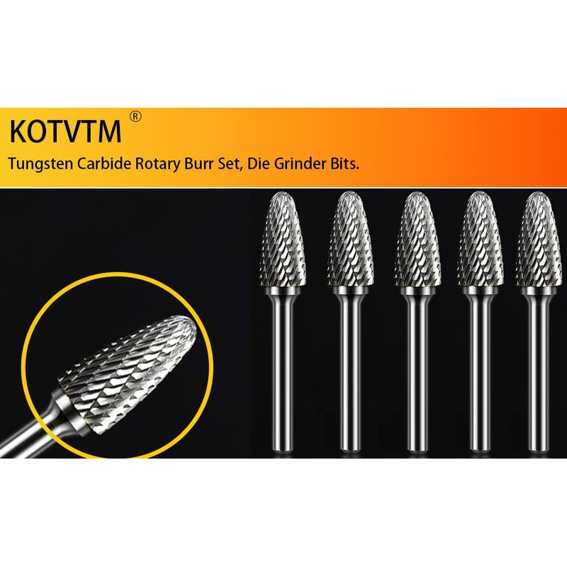 Carbide Burr Set 1/4" Shank SF-3 Die Grinder Bits Tungsten