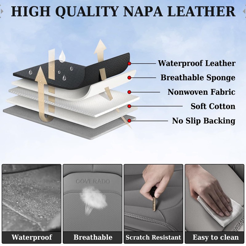 Coverado Seat Covers, Car Seat Covers Front Seats, Premium Nappa