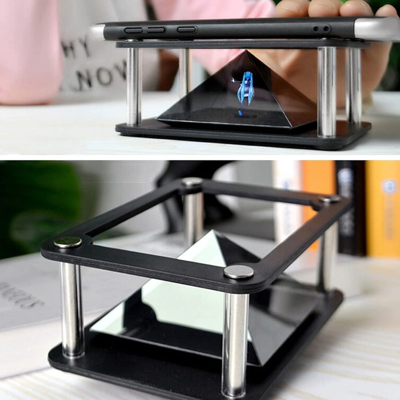 Holographic Display Stand Projector Smartphone Hologram Black ABS 360 Degree