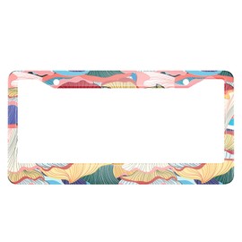 HOSNYE Mushrooms License Plate Frame Beautiful Graphic Pattern of Colorful Metal License Plate Cover Front Plates Frames Car Tag Frame for Women Men US Vehicles Standard