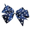 Polka-Dot Hair Bow Accessory Handmade with Blue and White Satin