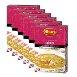 Shan Haleem Recipe and Seasoning Mix 1.76 oz (50g) – Traditional South Asian Curry Spice for Meat & Lentil Haleem, Rich Shan Spices for Curry Chicken or Vegan, Halal, Airtight Box (Pack of 6)